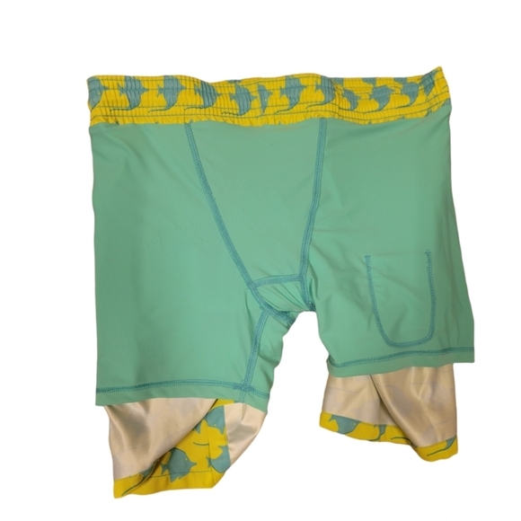 Capelle yellow green fish print men swim trunk size 2XL - Picture 5 of 11